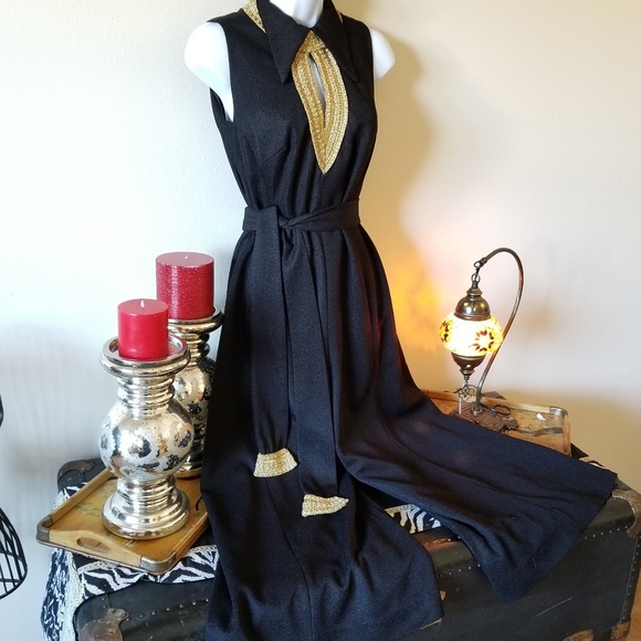 Vintage 70s calf length wide leg jumpsuit romper - Picture 6 of 8